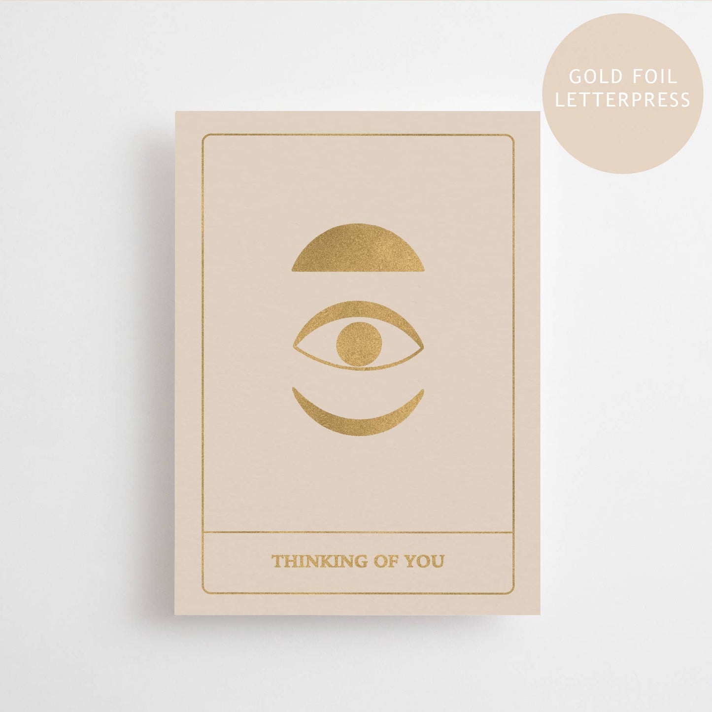 THINKING OF YOU - ÉDITION DORÉE - CARTE POSTALE - FEUILLE DORÉE TYPOGRAPHIÉE -
