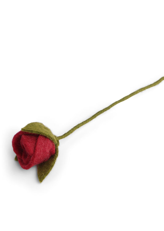 Rose rouge en laine