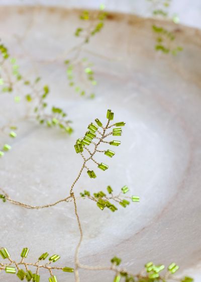 Guirlande perles de verre vert clair