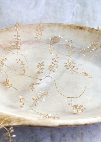 Guirlande perles de verre champagne