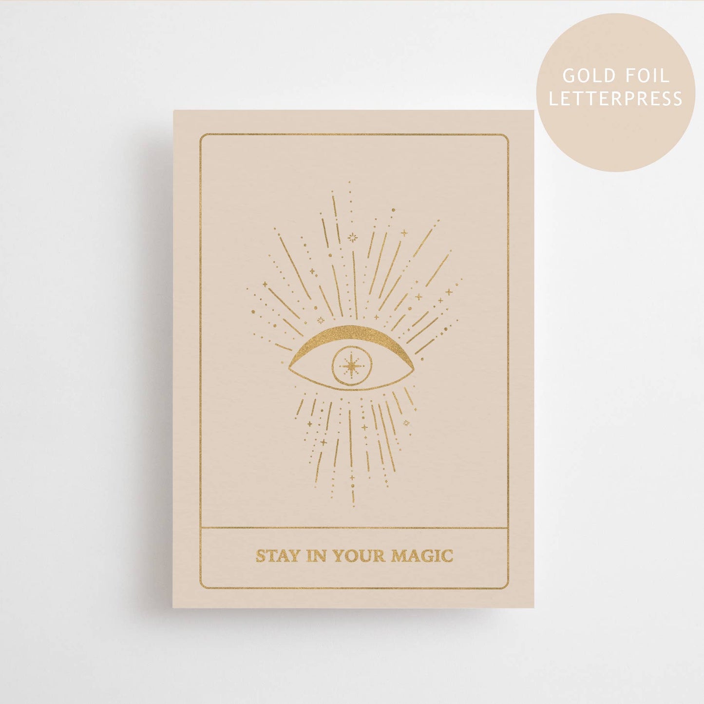 RESTEZ DANS VOTRE MAGIE - ÉDITION DORÉE - CARTE POSTALE - FEUILLE DORÉE TYPOGRAPHIÉE