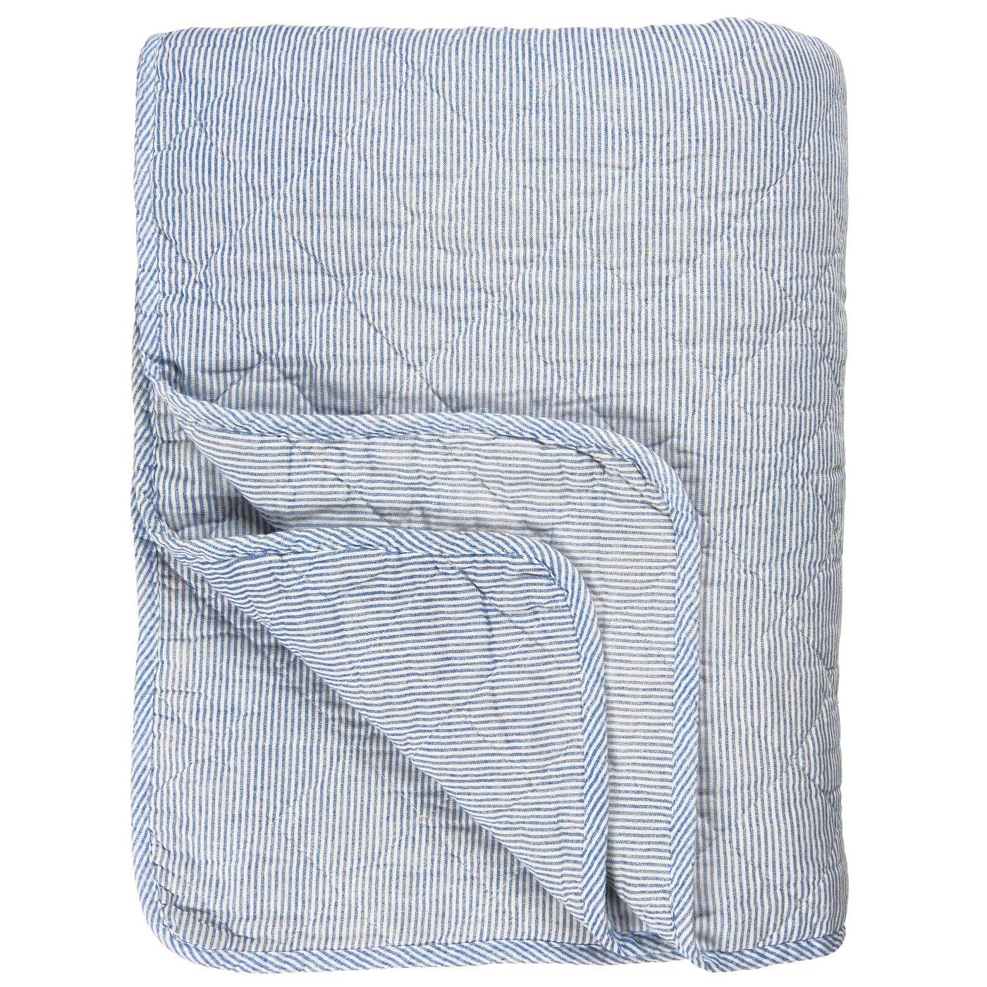 Couette rayée blanche et bleue – 130x180 cm | 100% coton
