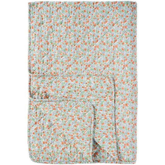 Couette motif fleuri rouille et bleu clair – 130x180 cm | 100% coton
