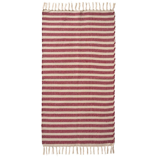 Tapis de sol à rayures crème et rouges