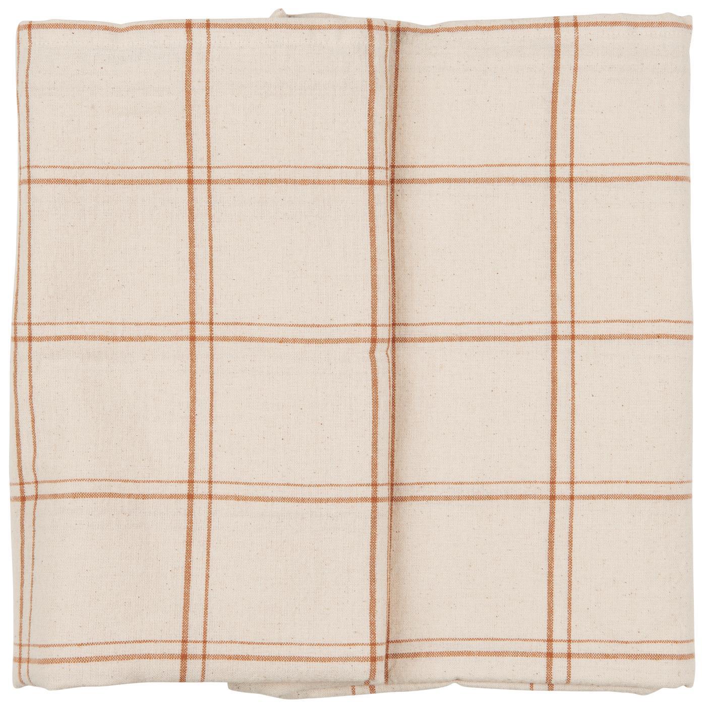 Nappe à grands carreaux crème et marron – 150x250 cm | 100% coton