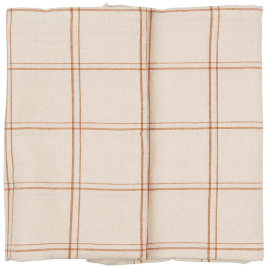 Nappe à grands carreaux crème et marron – 150x250 cm | 100% coton