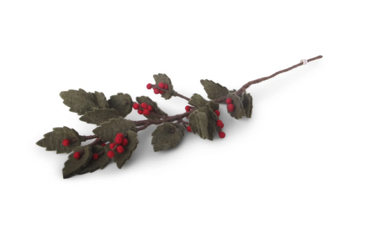 Branche de houx en laine pour noël
