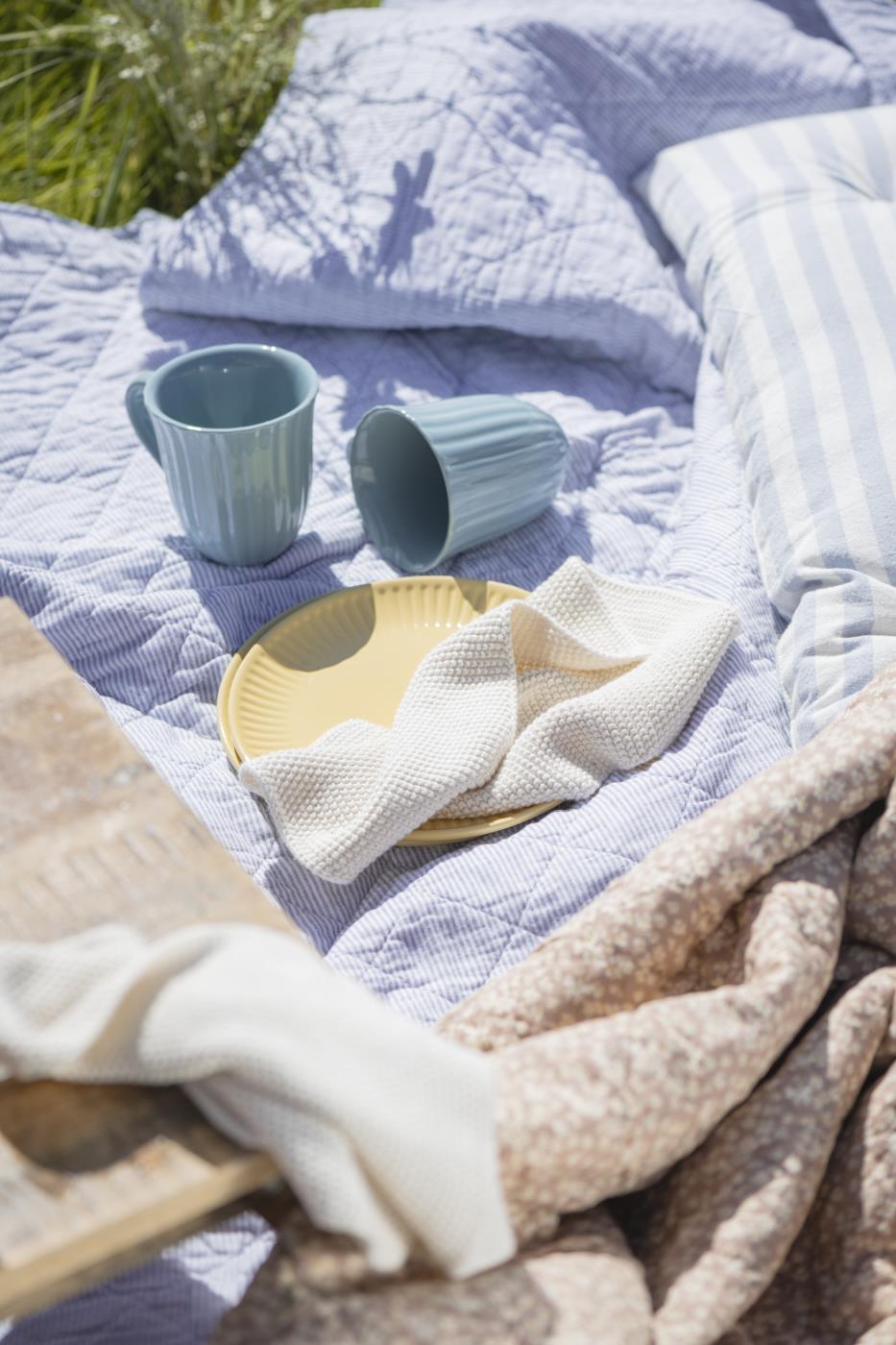 Couette rayée blanche et bleue – 130x180 cm | 100% coton