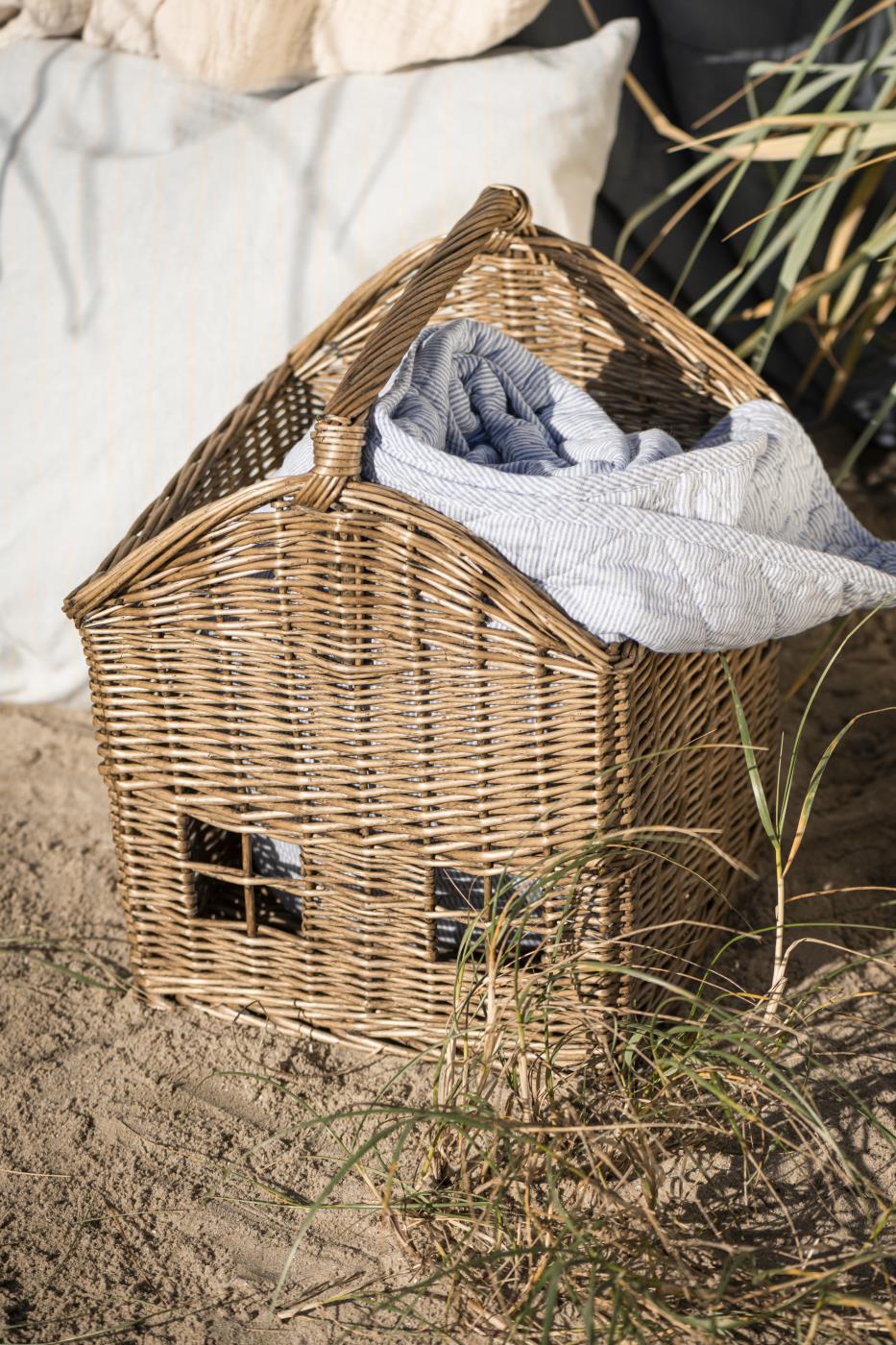 Couette rayée blanche et bleue – 130x180 cm | 100% coton