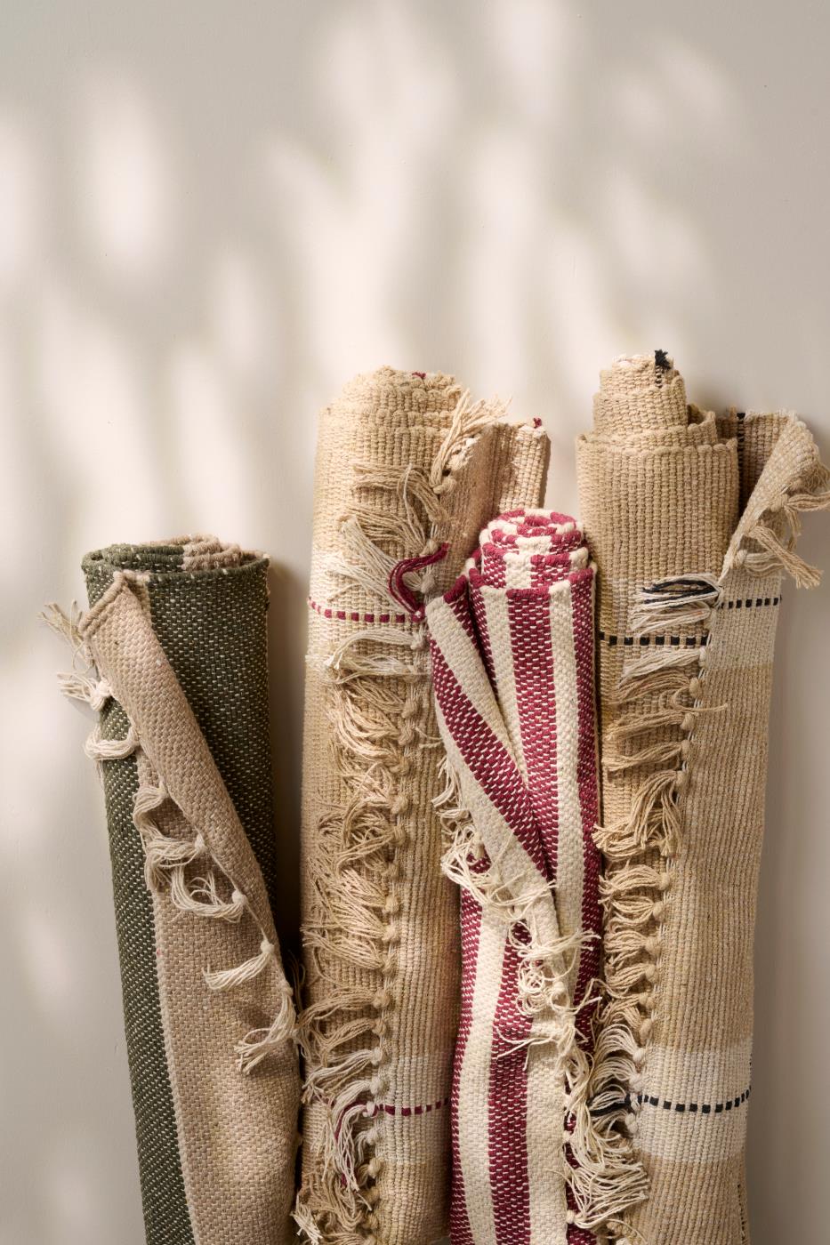 Tapis de sol vert olive et crème