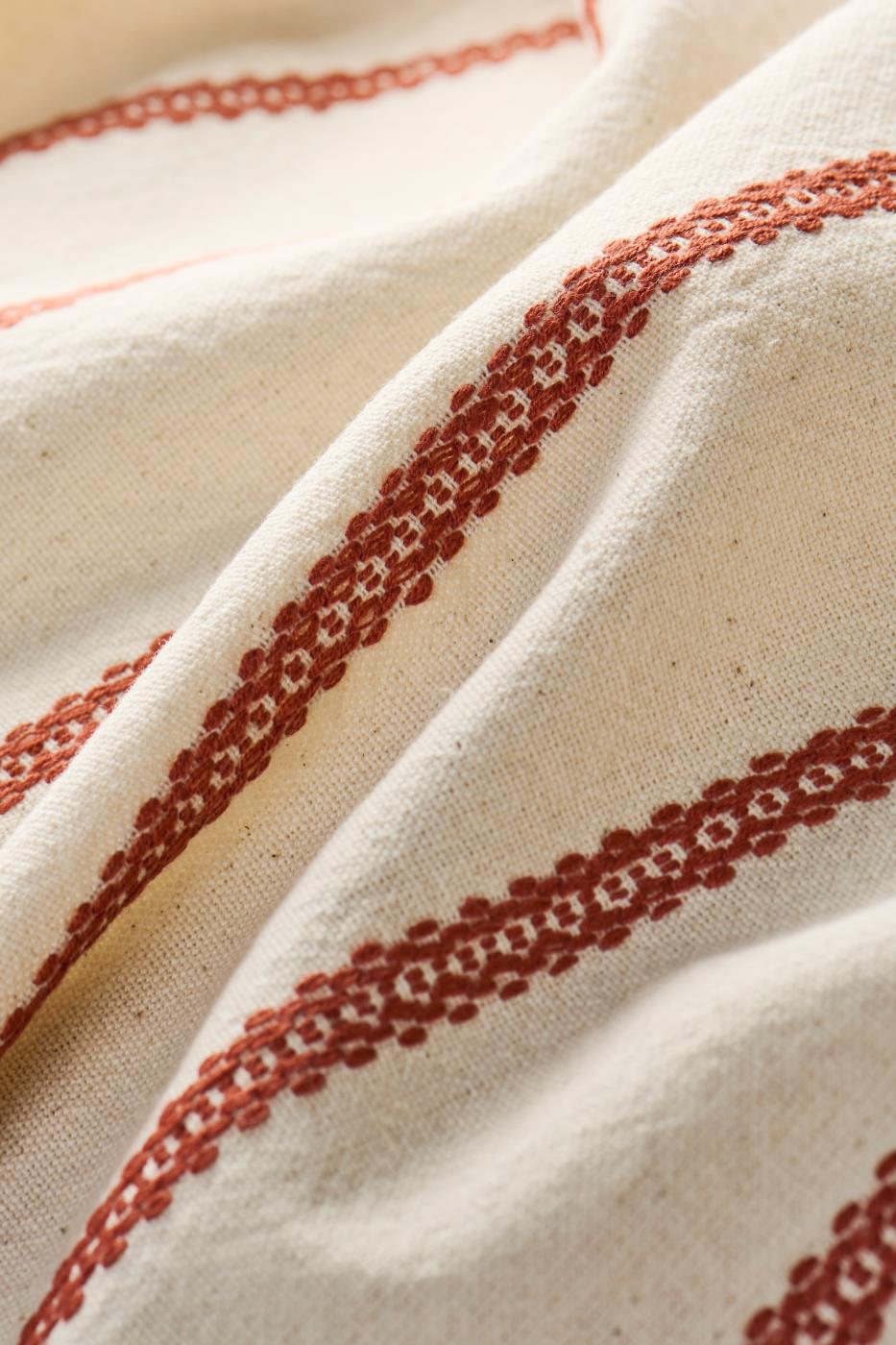 Torchon de Cuisine Beige à Lignes de Tissage Rouille – 100 % Coton