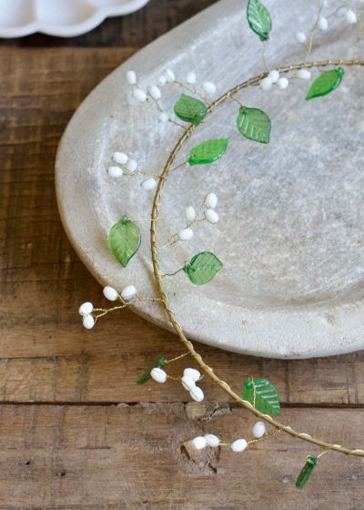 Couronne feuilles vertes et blanches